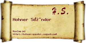 Hohner Sándor névjegykártya